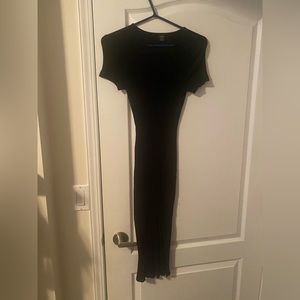 Black T-shirt dress with slit